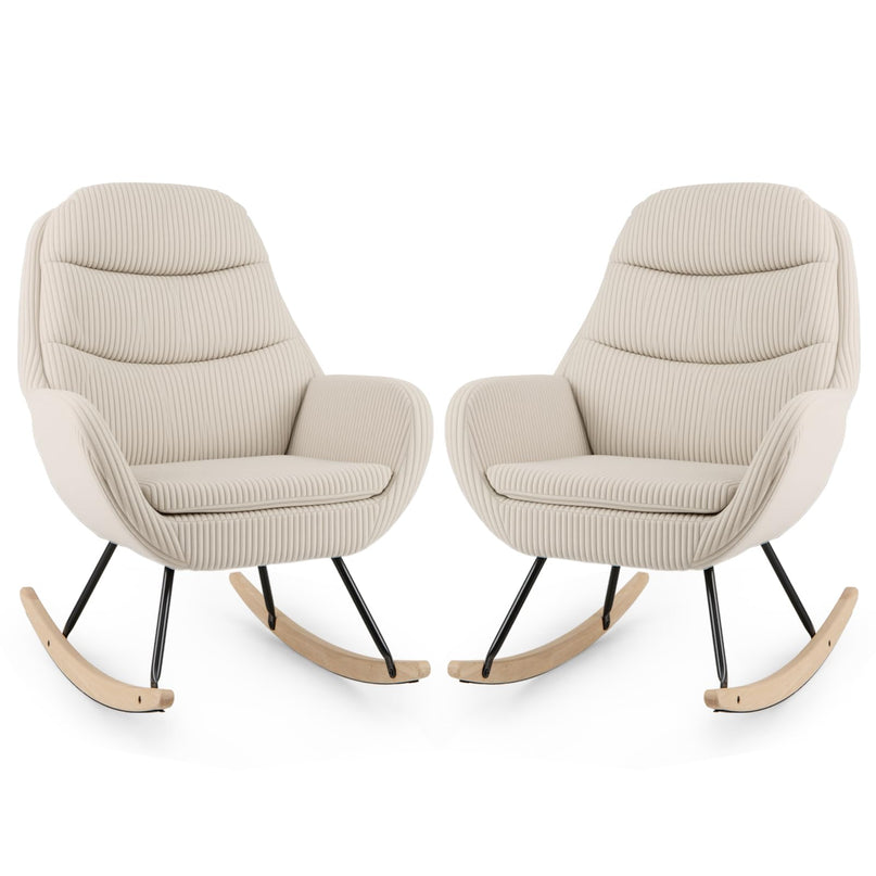 Giantex Rocking Chair Nursery Upholstered Glider Rocker with Padded Backrest & Seat