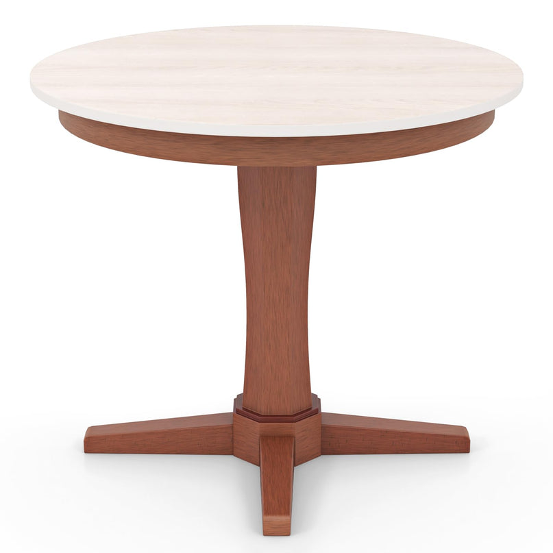 Giantex Round Dining Table, 36” Kitchen Table with Base, Solid Rubber Wood Frame, Breakfast Table for 4 People