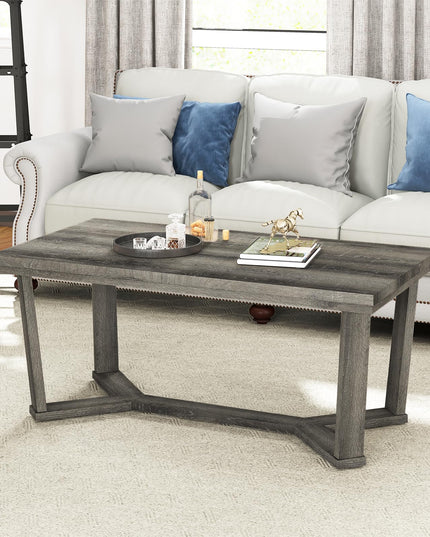 Giantex Farmhouse Wood Coffee Table for Reception Office