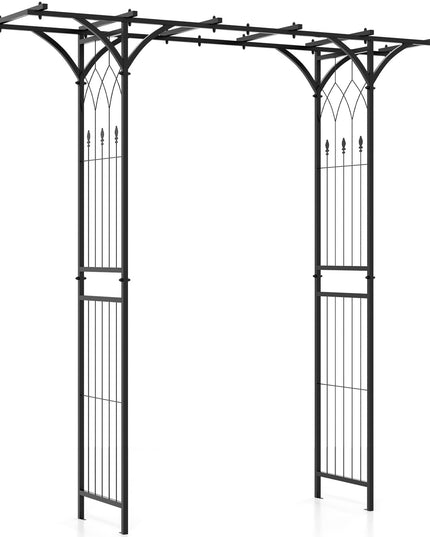 Giantex Garden Arch Trellis, Wedding Arbor for Ceremony Party, 79''W x 81''H, Metal Garden Arbor for Climbing Plants Rose