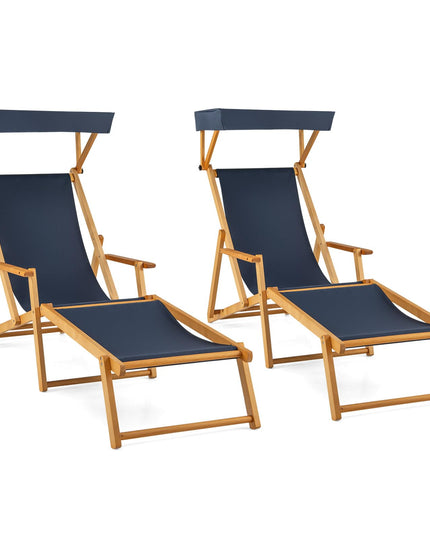 Giantex Lounge Chair Outdoor, Foldable Beach Chaise Lounge with Adjustable Canopy, Replacement Fabric