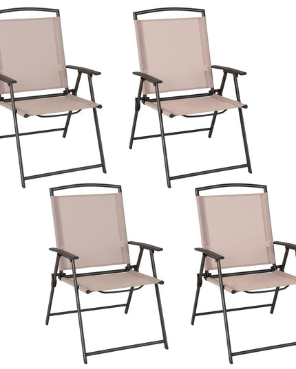 Giantex Set of 4 Patio Folding Chairs - Outdoor Sling Chairs