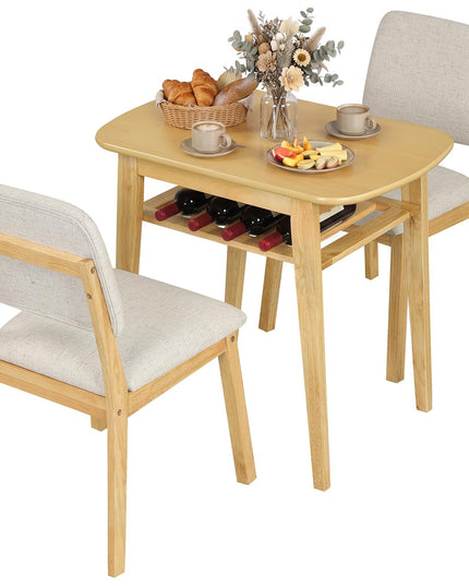 Giantex Dining Table Set for 2 | Space Saving Kitchen Table and Chairs Set w/Rubber Wood Frame