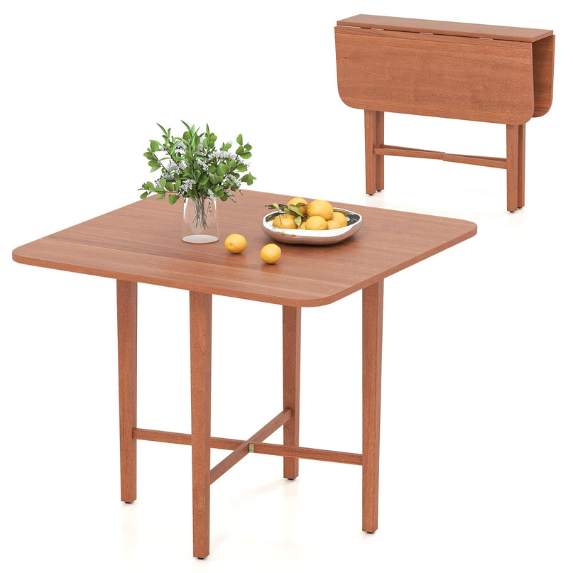 Giantex 36" Extendable Dining Table with Drop Leaf X-Shaped Frame Rubber Wood Legs