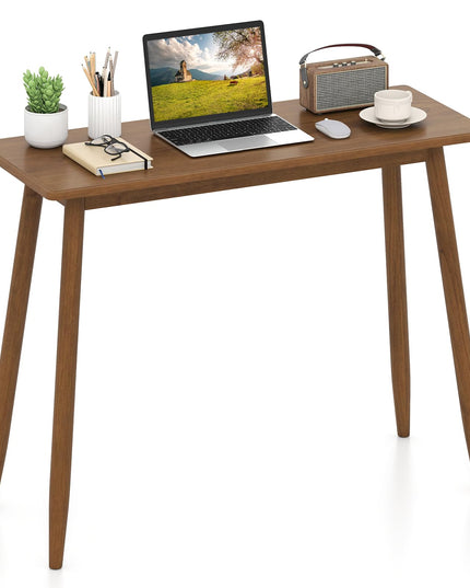 GIANTEX Computer Desk with Rubber Wood Legs for Bedroom or Small Spaces