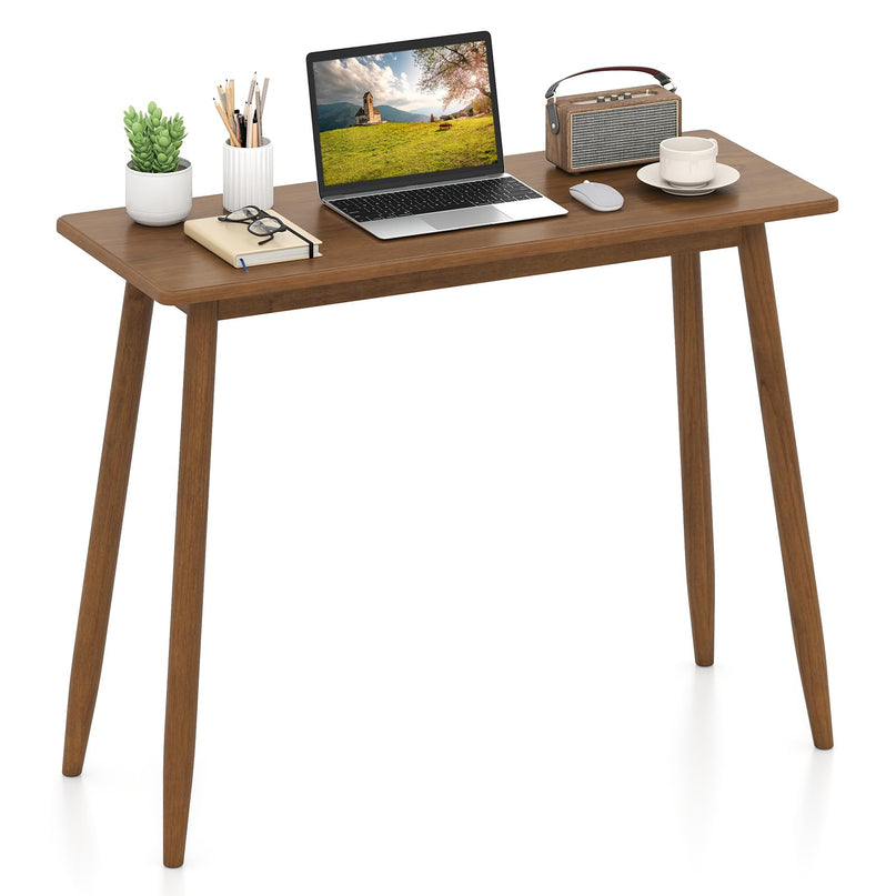 GIANTEX Computer Desk with Rubber Wood Legs for Bedroom or Small Spaces