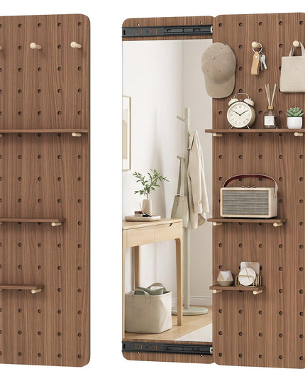 CHARMAID 55" Full Length Wall Mirror with Sliding Pegboard