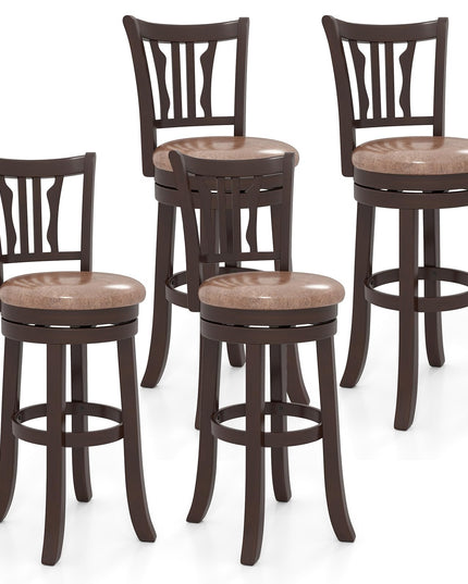 Giantex Swivel Bar Stools Set of 2/4 26"/30" Upholstered Counter Height Bar Chairs with Back