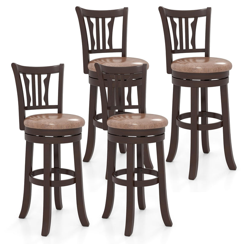 Giantex Swivel Bar Stools Set of 2/4 26"/30" Upholstered Counter Height Bar Chairs with Back