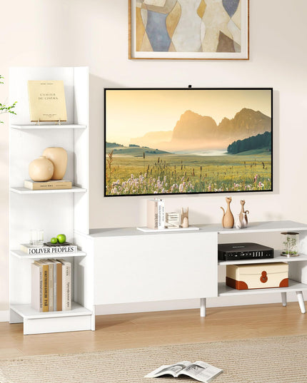 Giantex Book Shelf TV Stand for 50 Inch TV L-Shaped Entertainment