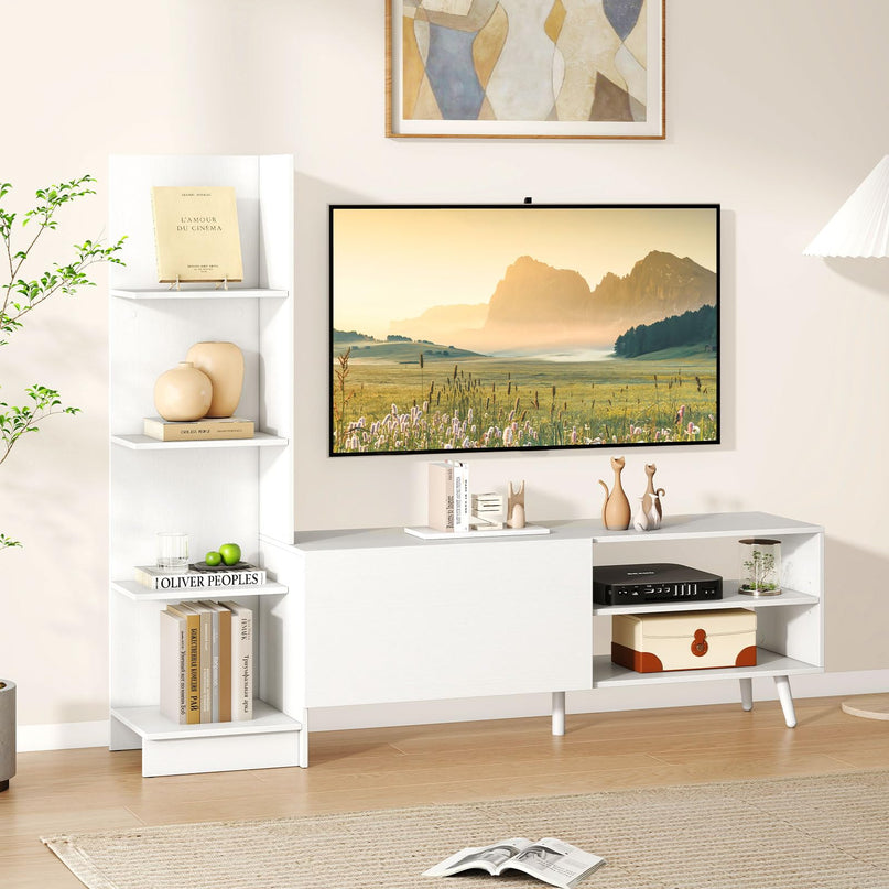 Giantex Book Shelf TV Stand for 50 Inch TV L-Shaped Entertainment