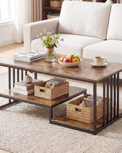 Giantex 43.5" Rectangle 2-Tier Farmhouse Coffee Table with Storage