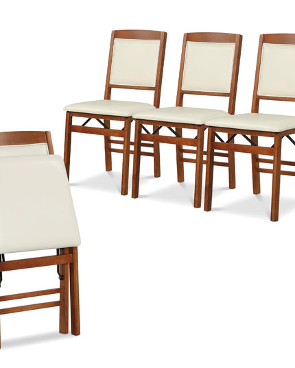 Giantex Folding Dining Chairs Set of 2/4 Black Wood Kitchen Chair w/Padded Seat