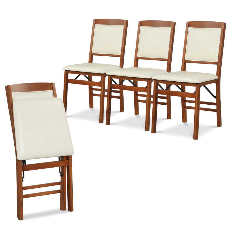 Giantex Folding Dining Chairs Set of 2/4 Black Wood Kitchen Chair w/Padded Seat