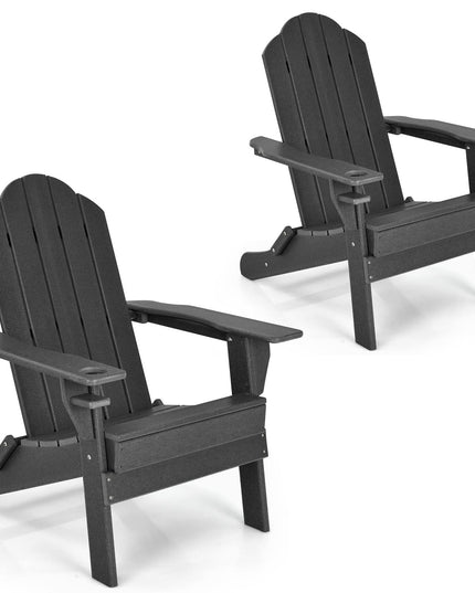 Adirondack Chair Outdoor Folding Chairs, Weather Resistant Patio Chair with Built-in Cup