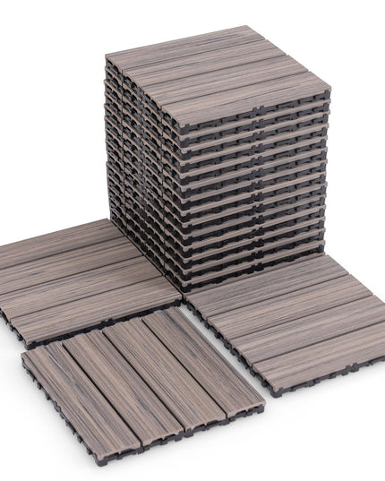 Giantex Interlocking Deck Tiles 18/36 Pack - 12" x 12" Weatherproof Composite Outdoor Flooring Covering