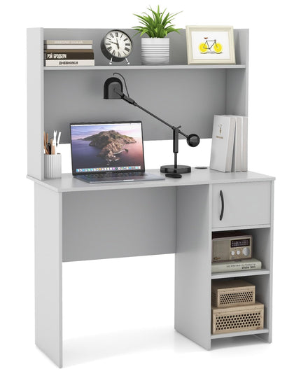 Giantex Computer Desk with Hutch, Home Office Desk with Storage Cabinet & Adjustable Shelf