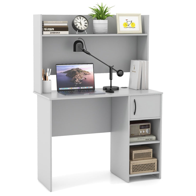 Giantex Computer Desk with Hutch, Home Office Desk with Storage Cabinet & Adjustable Shelf