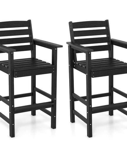 Giantex 29” Bar Stools Set of 2/4, HDPE Barstools w/Back, Armrests & Footrests, Max Load 330Lbs