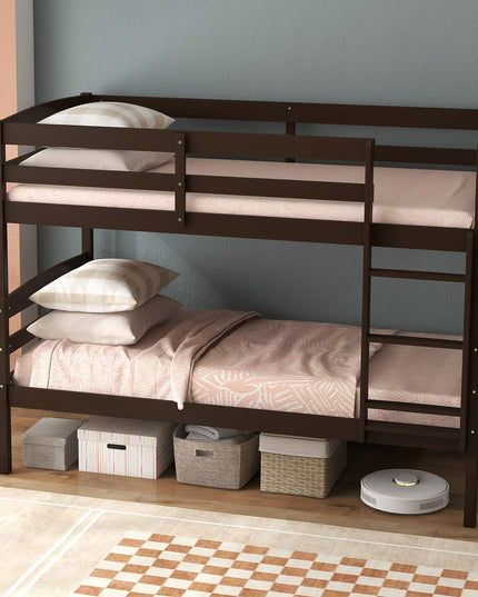 Giantex Bunk Bed, Solid Wood Detachable Bed Frame with High Guardrails & Integrated Ladder
