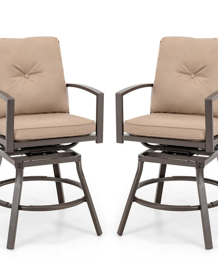Giantex Set of 2 or 4 Patio Bar Chairs - Swivel Counter Height Bar Stool with Inclined Backrest