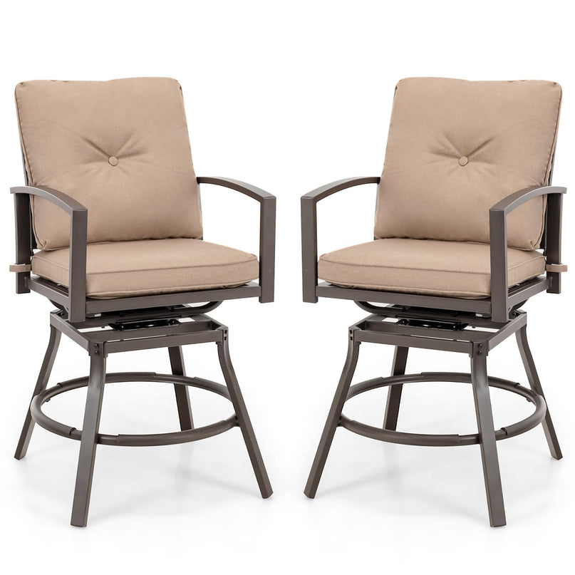 Giantex Set of 2 or 4 Patio Bar Chairs - Swivel Counter Height Bar Stool with Inclined Backrest