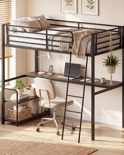 Giantex Twin Loft Bed with Desk & Charging Station