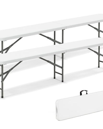 Giantex 6 FT Plastic Folding Bench, HDPE Portable Seat w/Metal Legs