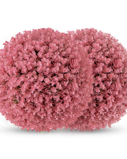Giantex 2 PCS Artificial Plant Topiary Ball, 17.5'' Pink Faux Eucalyptus Decorative Balls for Wedding Home Decor
