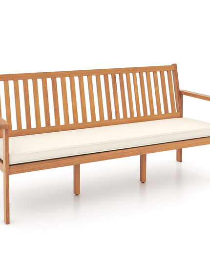 Giantex Acacia Wood Outdoor Bench, 3-Seat Patio Bench with Removable Seat Cushion