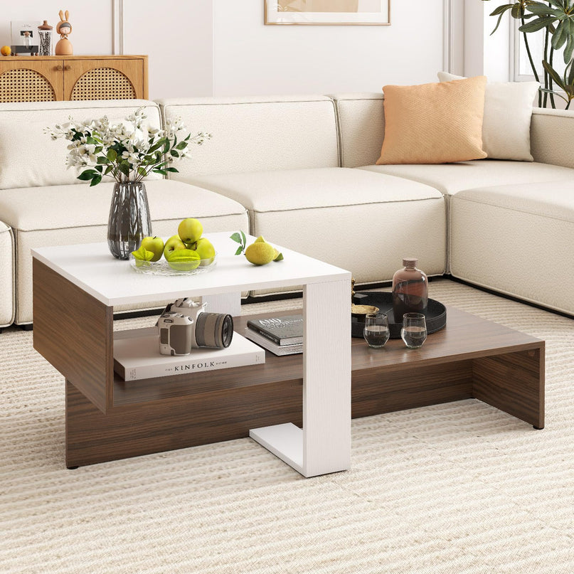 Giantex 2 Tier Coffee Table with Storage for Living Room Reception Room