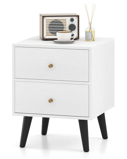 Giantex Night Stand Set 1/2 with Drawers Mid Century Modern Bedside Table