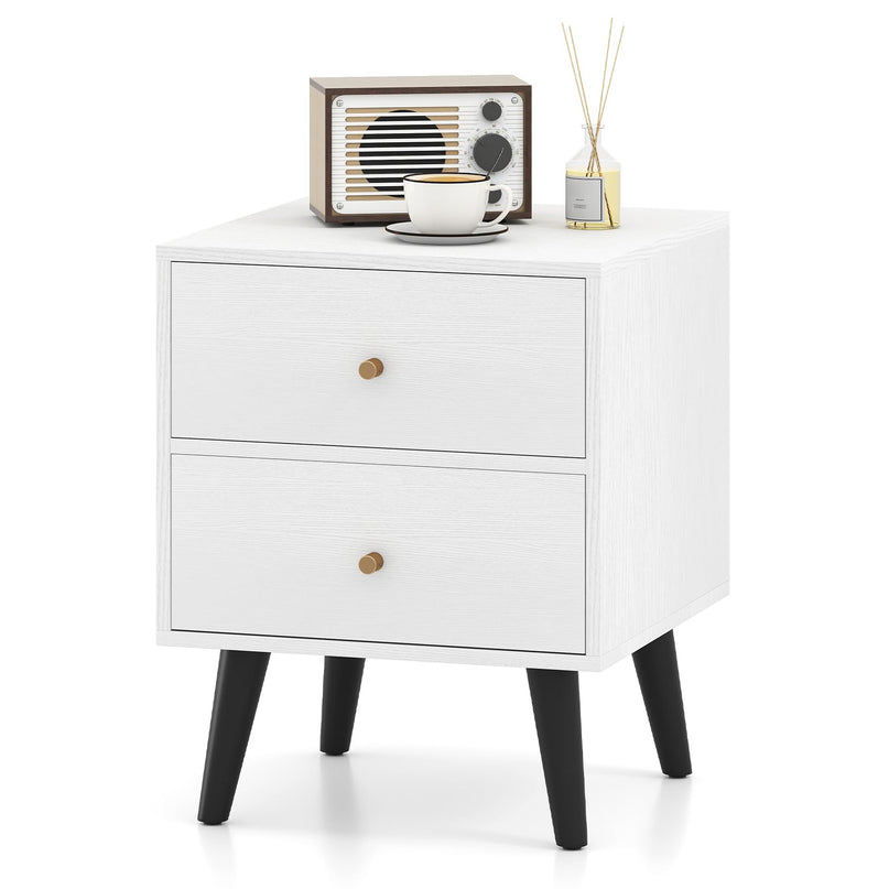 Giantex Night Stand Set 1/2 with Drawers Mid Century Modern Bedside Table