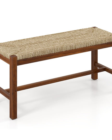 Giantex Dining Bench with Woven Seagrass Woven Seat