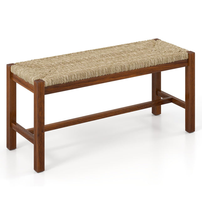 Banc de salle à manger Giantex avec assise en jonc de mer tressé