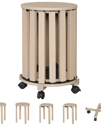 Giantex Stackable Stools Set of 4 Solid Wood Nesting Stools