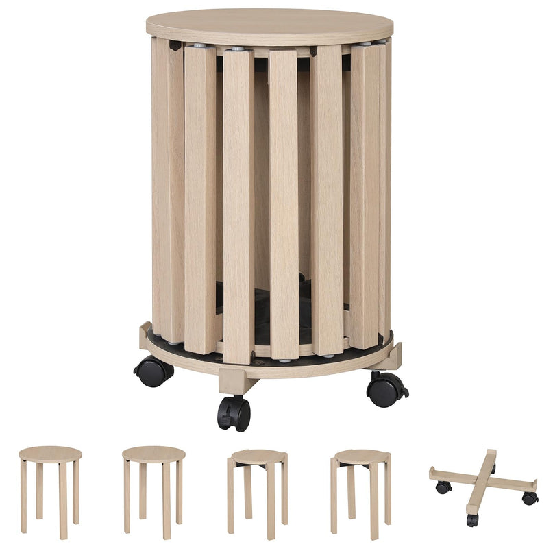 Giantex Stackable Stools Set of 4 Solid Wood Nesting Stools