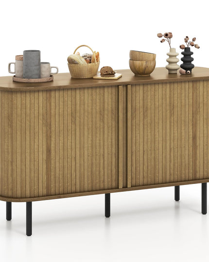 Giantex Kitchen Storage Cabinet, 47” Buffet Cabinet with Storage, Wooden Sideboard w/ 2 Sliding Tambour Doors