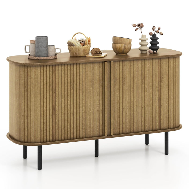 Giantex Kitchen Storage Cabinet, 47” Buffet Cabinet with Storage, Wooden Sideboard w/ 2 Sliding Tambour Doors