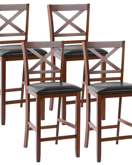 Giantex Modern 25” Counter Height Dining Pub Stools with X-Shaped Backrest, Soft Cushion & Durable PU Seat