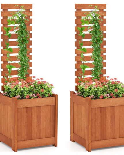 Giantex Wood Raised Garden Bed with Trellis