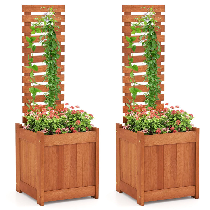 Giantex Wood Raised Garden Bed with Trellis