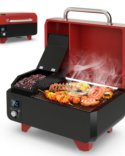 Giantex Pellet Grill and Smoker - Portable Tabletop Wood Pellet Smoker with Temperature Control