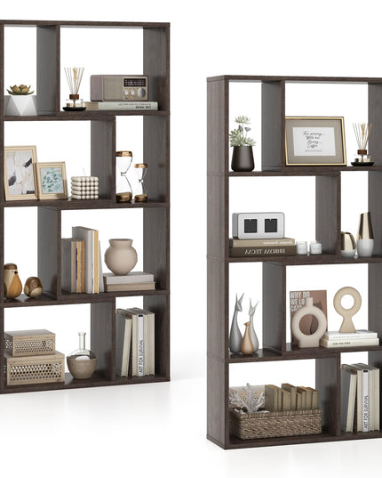 Giantex 8-Cube Geometric Bookshelf Set of 1/2, 4-Tier High Bookcase, 48" Modern Storage Organizer