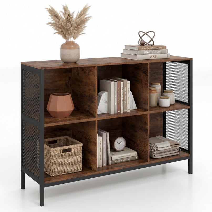 Giantex 42" Wide Bookcase with 6 Cubes