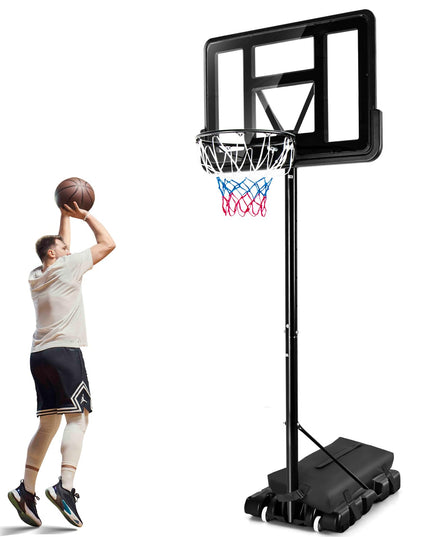Giantex Portable Basketball Hoop Outdoor - 4.25-10ft Height Adjustable Basketball Goal System w/ 43.5" Backboard, Sandbag