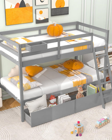 Giantex Bunk Bed Twin Over Twin with 2 Storage Drawers