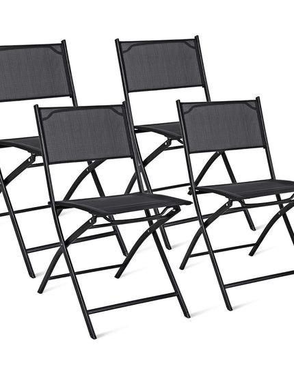 Giantex 4 PCS Folding Patio Chairs, Rust-Proof Steel Frame & Space Saving (Black)