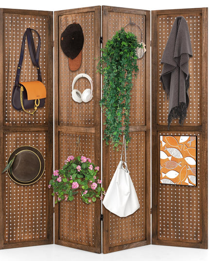 Giantex 4/6 Panel Pegboard Display & Room Divider, 5.6FT Folding Pegboard Stand for Crafting Show Jewelry Retail