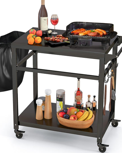 Giantex Outdoor Grill Cart - Pizza Oven Stand Table with Lockable Wheels